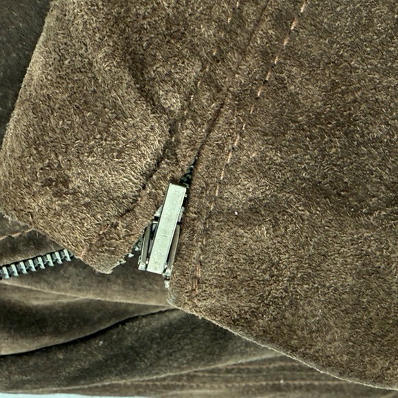 Bernardo Genuine Suede Leather Jacket Brown Zip Front Tailored Classic Luxe, M - Picture 10 of 13